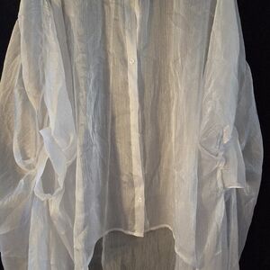 Ashley Stewart Sheer White Woman's Button Down Jacket